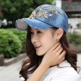 thumbnail image 6 of Travelwant Embroidered Flowers Baseball Hat Embellished Flowers Gold Sequin Accents Cotton Denim Adjusts to Fit Most, 6 of 7