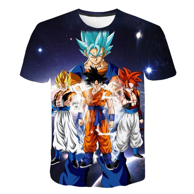 Camiseta de dibujos animados de Anime 7 Dragon Ball para niños y niños Camiseta de dibujos animados de manga corta Camiseta de verano para hombre Camiseta de manga corta