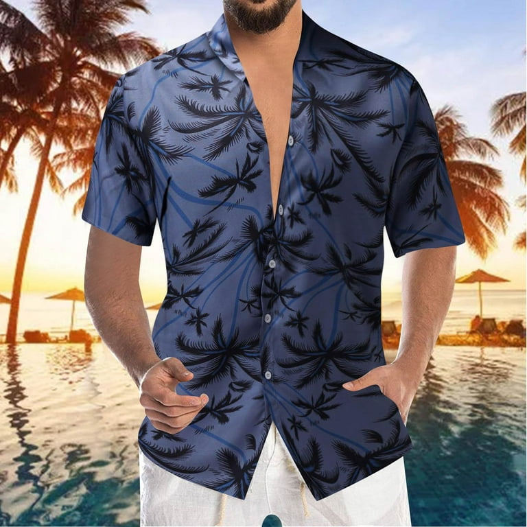 Dtydtpe Men's Summer Fashion Shirt Leisure Seaside Beach Hawaiian Short Sleeve Printed Shirt Casual Top Blouse Mens A Shirts Long Sleeve Scoop Neck Tee for Mens Short Sleeve Shirts Men