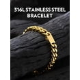 thumbnail image 6 of Bandmax 9MM Wide Cuban Chain Bracelet for Men Women Father's Day Gift for Son Dad Husband Stainless Steel 14K Gold Plated Hip Hop Biker Wristlet Anklet Chain Jewelry, 6 of 10