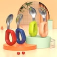 thumbnail image 1 of Stainless Steel Toddler Fork and Spoon Set - Short Training Utensils for Kids with Round Handles & Storage Case, 1 of 9