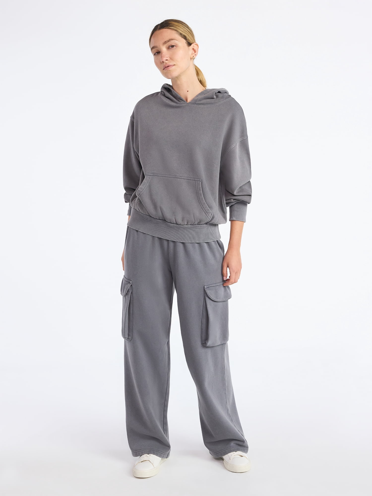 Scoop Women's and Women's Plus Utility Wide Leg Cargo Sweatpant, Sizes XS-4X