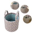 thumbnail image 2 of Floral Fabric Foldable Laundry Hamper with Handles Clothes Storage Bucket Large Capacity Collapsible for Nursery Bedroom Laundrys Room (Purple), 2 of 10