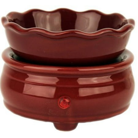 Oil Burner Plug In Original Candle Warmer - Electric 2-in-1 Fragrance Air Freshener - 2 Piece Ceramic Melt Tart Wax Cube Melter - Essential Oil Aroma Burner - Eliminate Odors - Red Burgundy ()