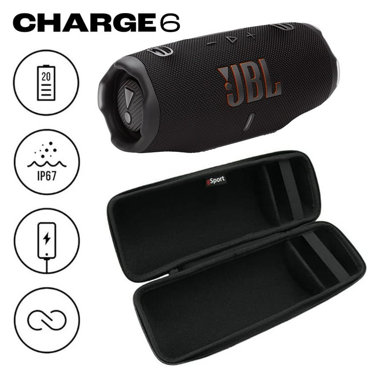 JBL, Waterproof Portable Speaker, CHARGE 6, Black with gSport Case
