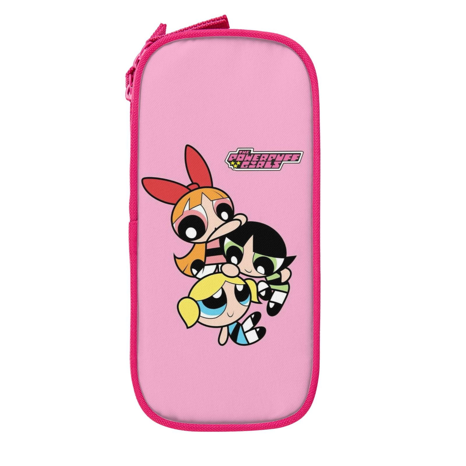 The Powerpuff Gi-rls Pencil Case Large Capacity Pencil Pouch Penbag Office Stationery Organizer Travel Makeup Bag Pink