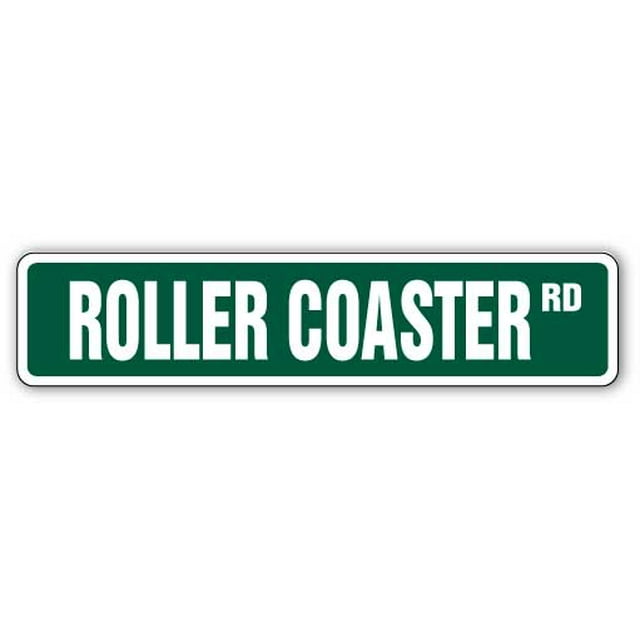 ROLLER COASTER Signe de Rue Parcs d'Attractions Fanatique Montagne Magique Indoor/Outdoor 24" Signe en Plastique Large