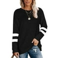 thumbnail image 3 of Cindysus Women T Shirt Striped T-shirt Color Block Tee Work Pullover Comfy Tunic Blouse Black M, 3 of 7