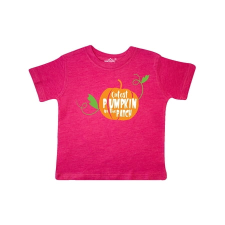 

Inktastic Cutest Pumpkin In The Patch Leaves - Orange Green Gift Toddler Boy or Toddler Girl T-Shirt