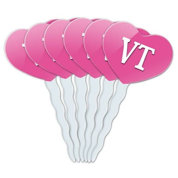 VT Heart Love Cupcake Picks Toppers - Set of 6