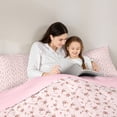 thumbnail image 4 of Erosebridal Pink Floral Twin Comforter Sets for Girls, Chic Flower Bedding Set, Pink Reversible, 2pcs, 4 of 6