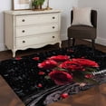 thumbnail image 3 of Area Rug for Living Room, Red Roses Non-Slip Indoor Large Carpet for Bedroom/Dining Room, Valentines Day Romantic Petal Floral Black Washable Low-Profile Rectangle Floor Mat Runner Rugs - 2.7 x 5 Ft, 3 of 8