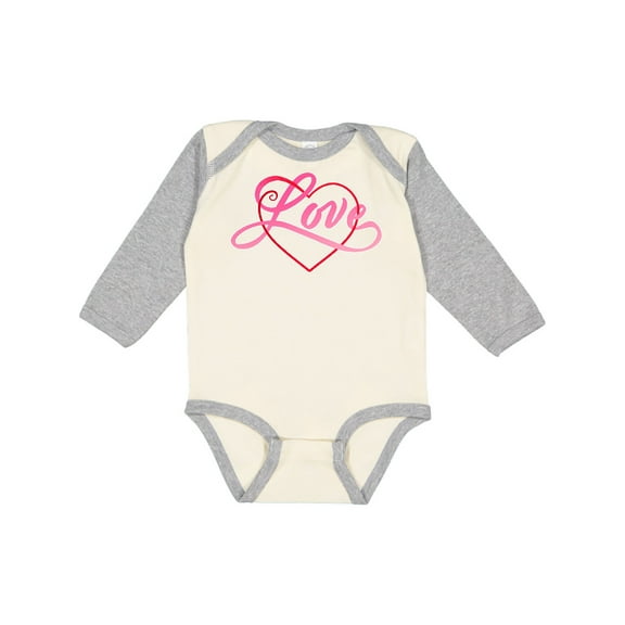 Inktastic Love in Red and Pink with Heart Boys or Girls Long Sleeve Baby Bodysuit