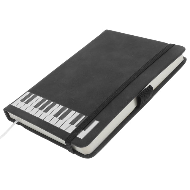 A6 Music Journal Notebook con pestañas de piano diseño PU Leather Cover Papel de escritura suave para notas Dibujado diario para entusiastas de la música Oficina de estudiantes