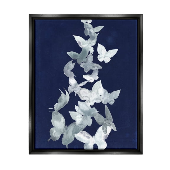 Stupell Industries Abstract Butterflies Swarm Animals & Insects Painting Black Floater Framed Art Print Wall Art