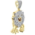 thumbnail image 2 of 10K Yellow Gold Real Diamond Pendant 2.45" Walking Lion Mens Pave Charm 1.28 CT., 2 of 6
