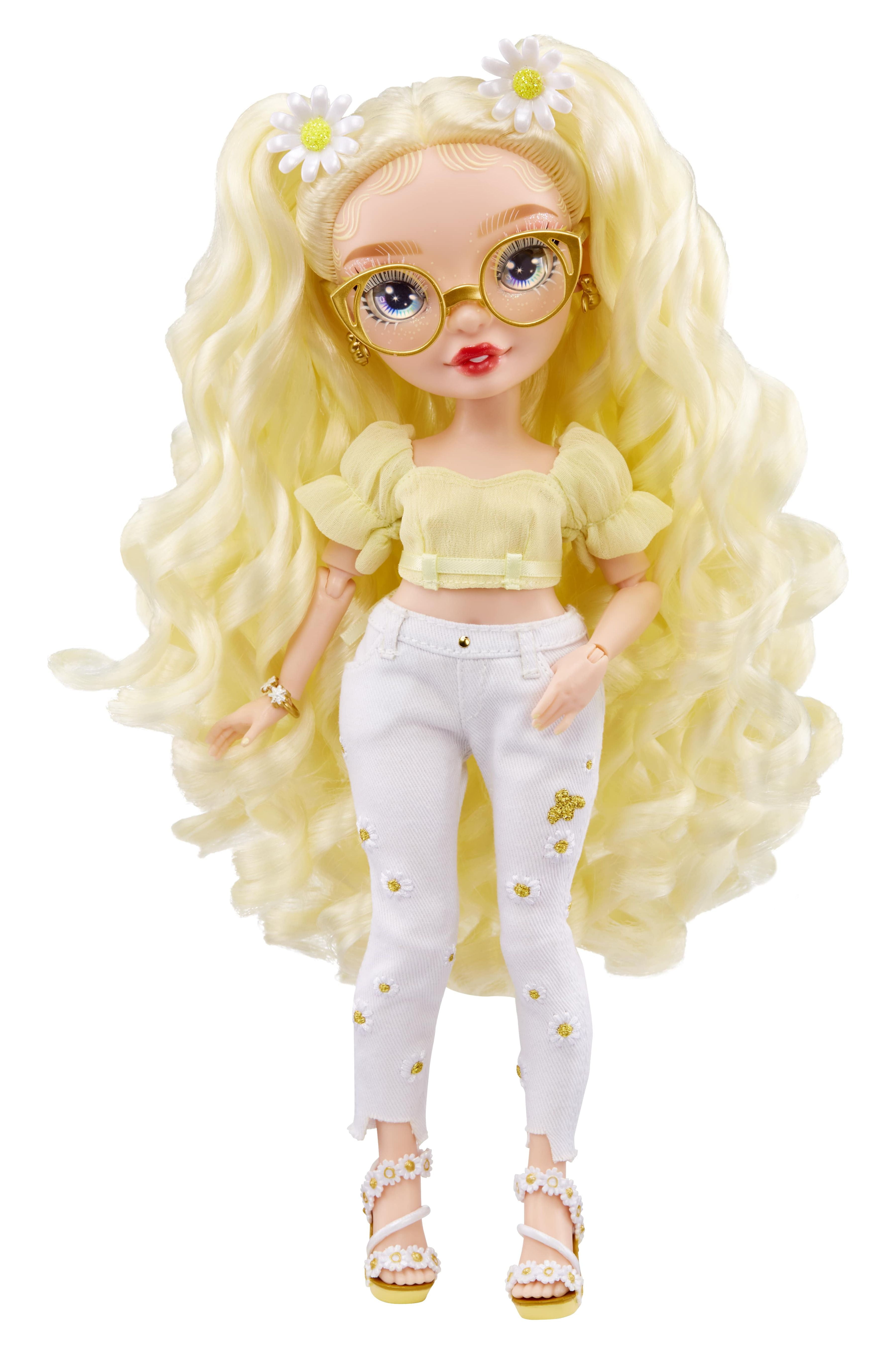 Rainbow High Delilah Fields- Buttercup Yellow Fashion Doll with Albinism &  Glasses. 2 Designer Outfits to Mix & Match with Accessories, Great Gift for