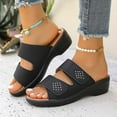 thumbnail image 5 of HWRETIE Womens Slippers Premium Fashionable And Casual Summer New Style Wedge Heel Solid Color One-Line Beach Slippers With Closure – Offering Support Outdoor Leisure Black/38, 5 of 6
