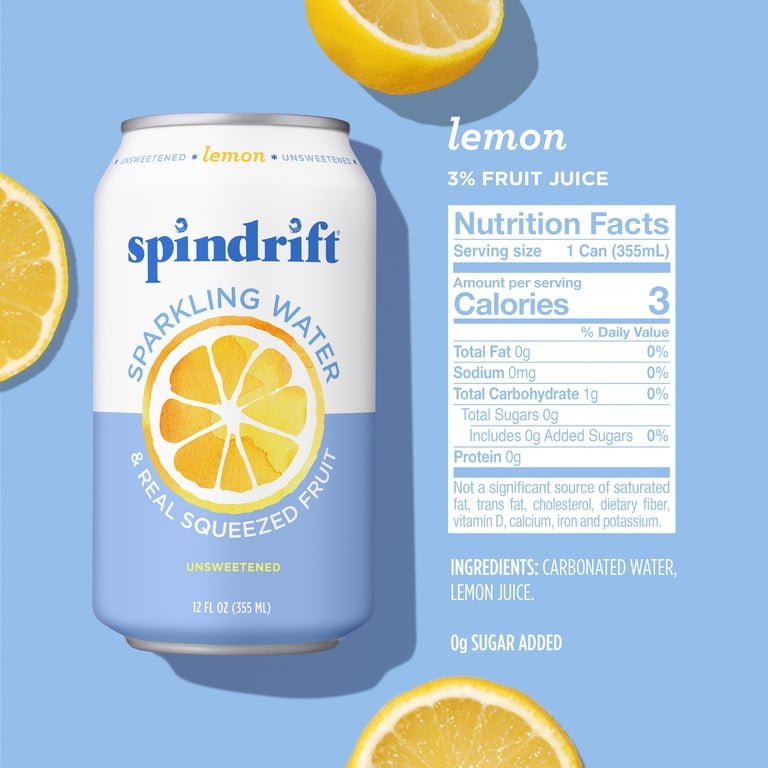 Spindrift Lemon Sparkling Water, 12 fl oz Cans, 8 Pack photo 2