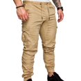 thumbnail image 1 of Men Casual Solid Color Pockets Waist Drawstring Ankle Tied Skinny Cargo Pants, 1 of 7
