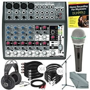 Angle View: Behringer XENYX 1202FX 12 Channel Audio Mixer w/ Effects Processor and Deluxe Bundle w/ Samson Q6 Mic & Stand + Studio-Reference Headphones + Cables + More