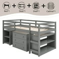 thumbnail image 3 of Bellemave Low Loft Bed with Movable Desk and Storage, Wood Twin Size Loft Bed with Drawers and Bookcase Shelf, Loft Bed with Cabinet for  Teen Bedroom（Gray), 3 of 8