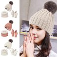 thumbnail image 4 of Grofry 3 Pcs/Set Beanie Scarf Gloves Set Thick Knitted Warm Cap Gloves Elastic Ear Windproof Outdoor Cycling Dome Neck Warp Set, 4 of 8