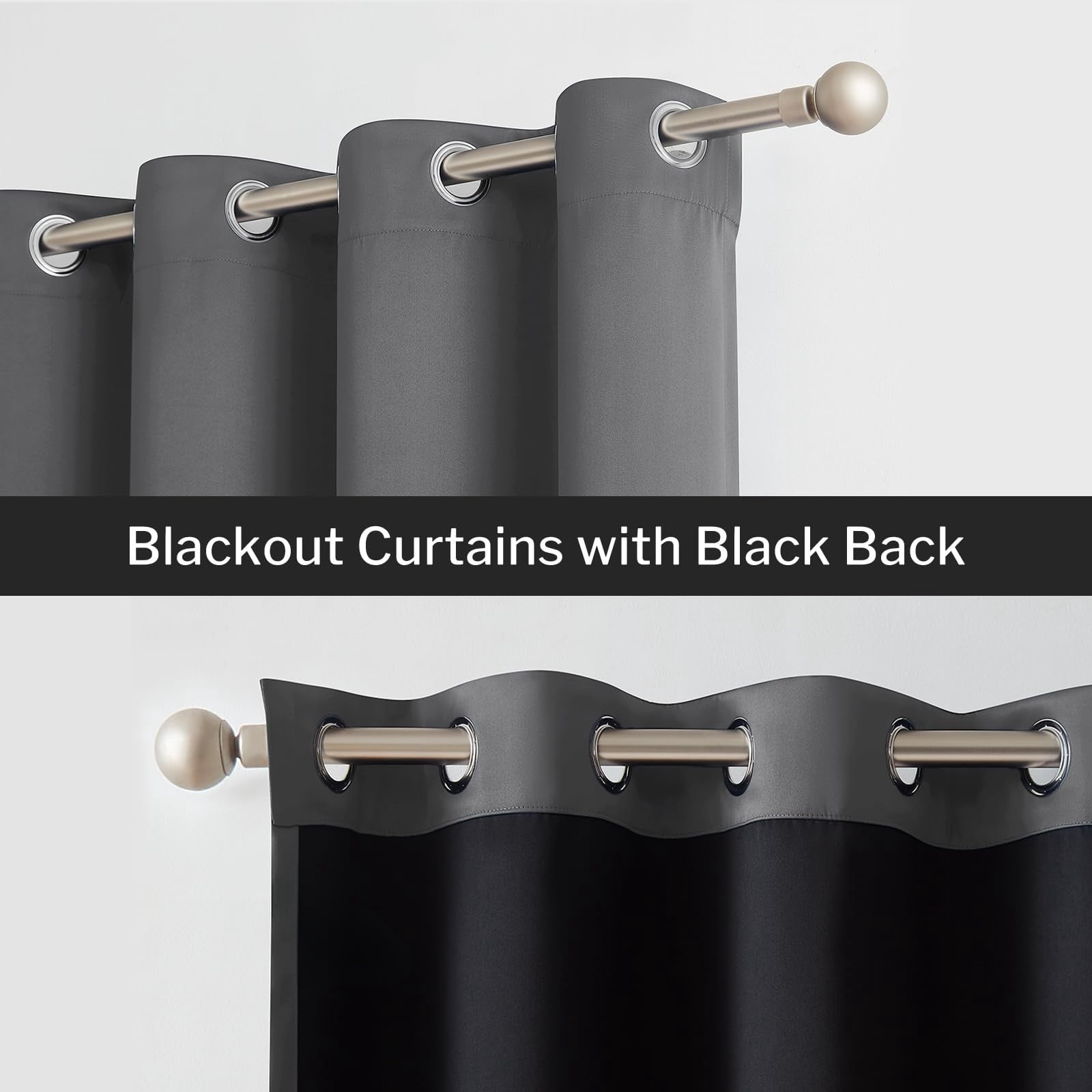 Niubier Blackout Curtains 84 inch Length 2 Panels Set,Gray Thermal Insulated Long Curtains, Room Darkening Grommet Drapes for Bedroom Living Room Window (W52 x L84)