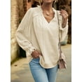 thumbnail image 6 of Women'S Casual Blouse - Dot Summer Shirts Elegent V Neck Long Sleeve Loose Dressy Office Tops Apricot S, 6 of 9
