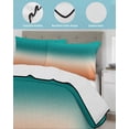 thumbnail image 4 of Quilts Twin Size Bedding Set, Teal Burnt Orange Ombre Lightweight Quilted Comforter, Modern Gradient Abstract Art Soft Reversible Bedspread Coverlet with Pillow Covers for All Season, 68" x 86", 4 of 7
