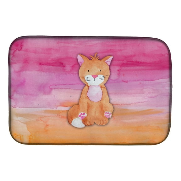 Orange Cat Watercolor Dish Drying Mat