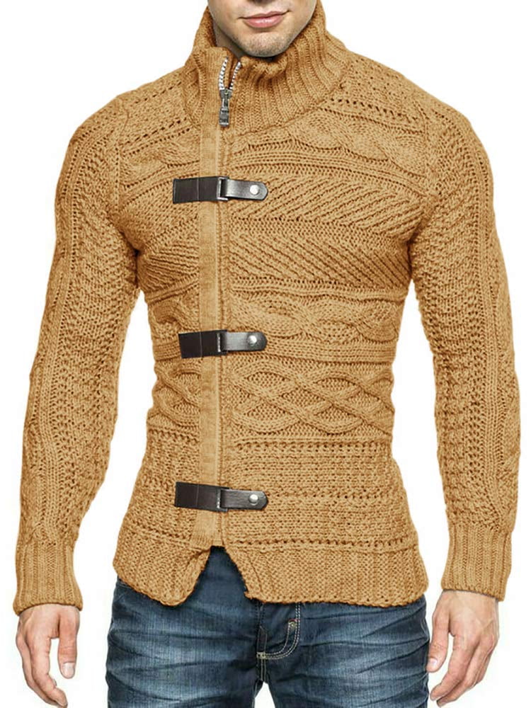 Women's Cable Knit Cardigan - Button Down Crew Neck Long Sleeve Sweater