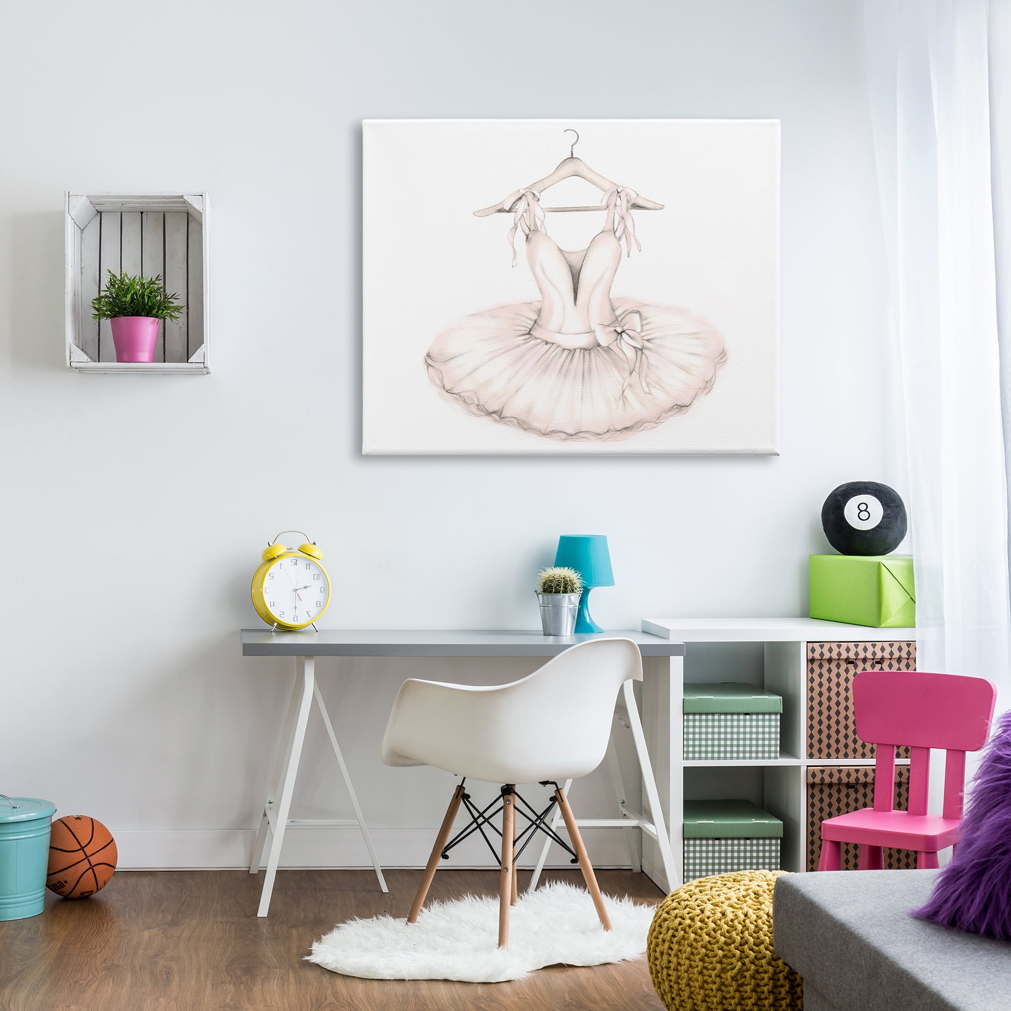 Stupell Industries Ballerina Tutu on Hanger Pink Ballet Dance Outfit, 36 x 48, Designed by Studio Q