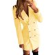 thumbnail image 1 of Chaquetas de Negocios Chaqueta larga informal ligera y fina para mujer, abrigo ajustado de manga larga con botones en el pecho, abrigos con bolsillos, chaqueta con botones,blazer moda（Amarillo， XXL), 1 of 5