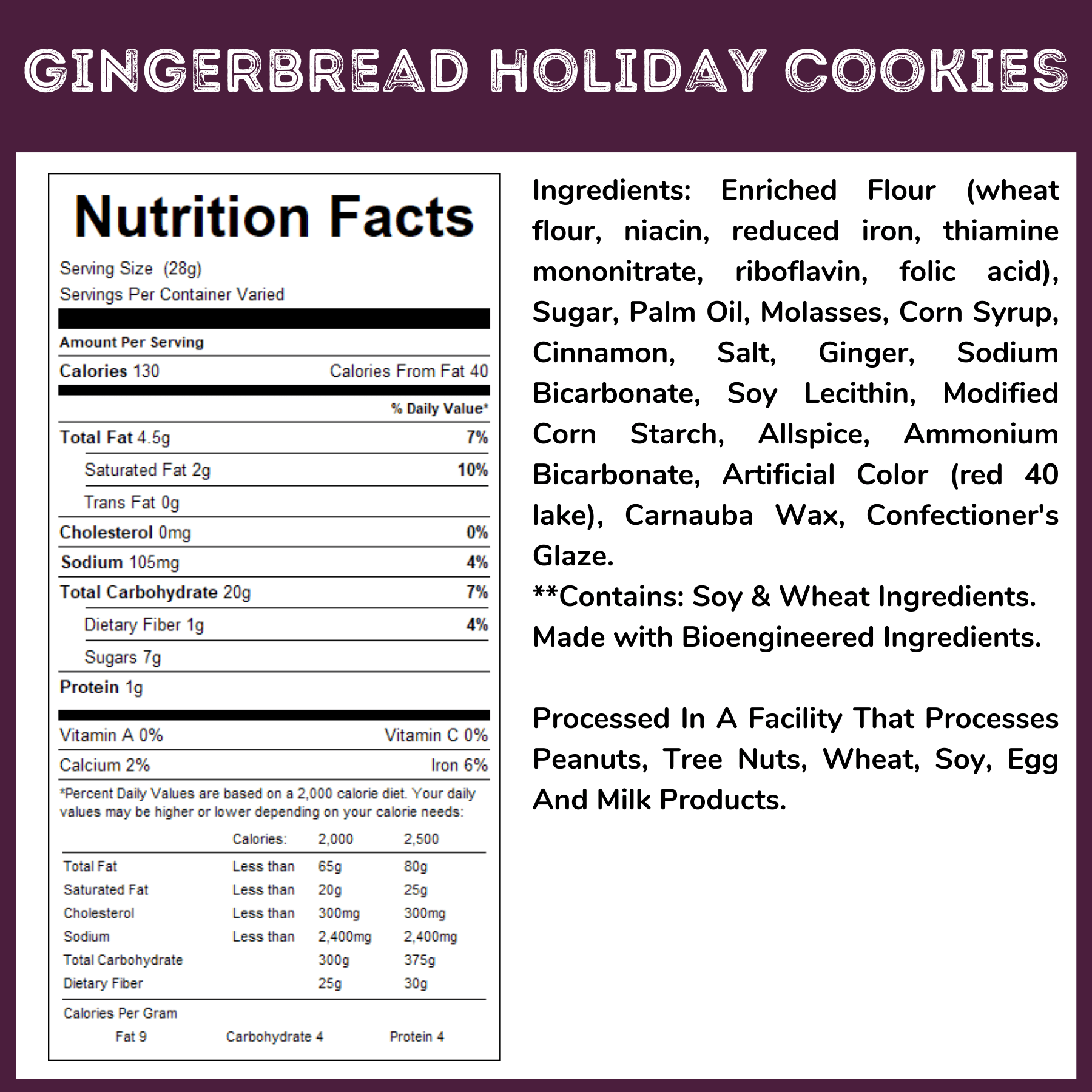 WinCrest Gingerbread Holiday Shortbread Cookies - 3 Lb Case
