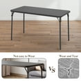 thumbnail image 1 of Rectangle Folding Table, Card Table with Anti-Slip Feet Caps, Metal Legs Support, Upholstered PU Leather Tabletop, Protable Foldable Table, 1 of 27