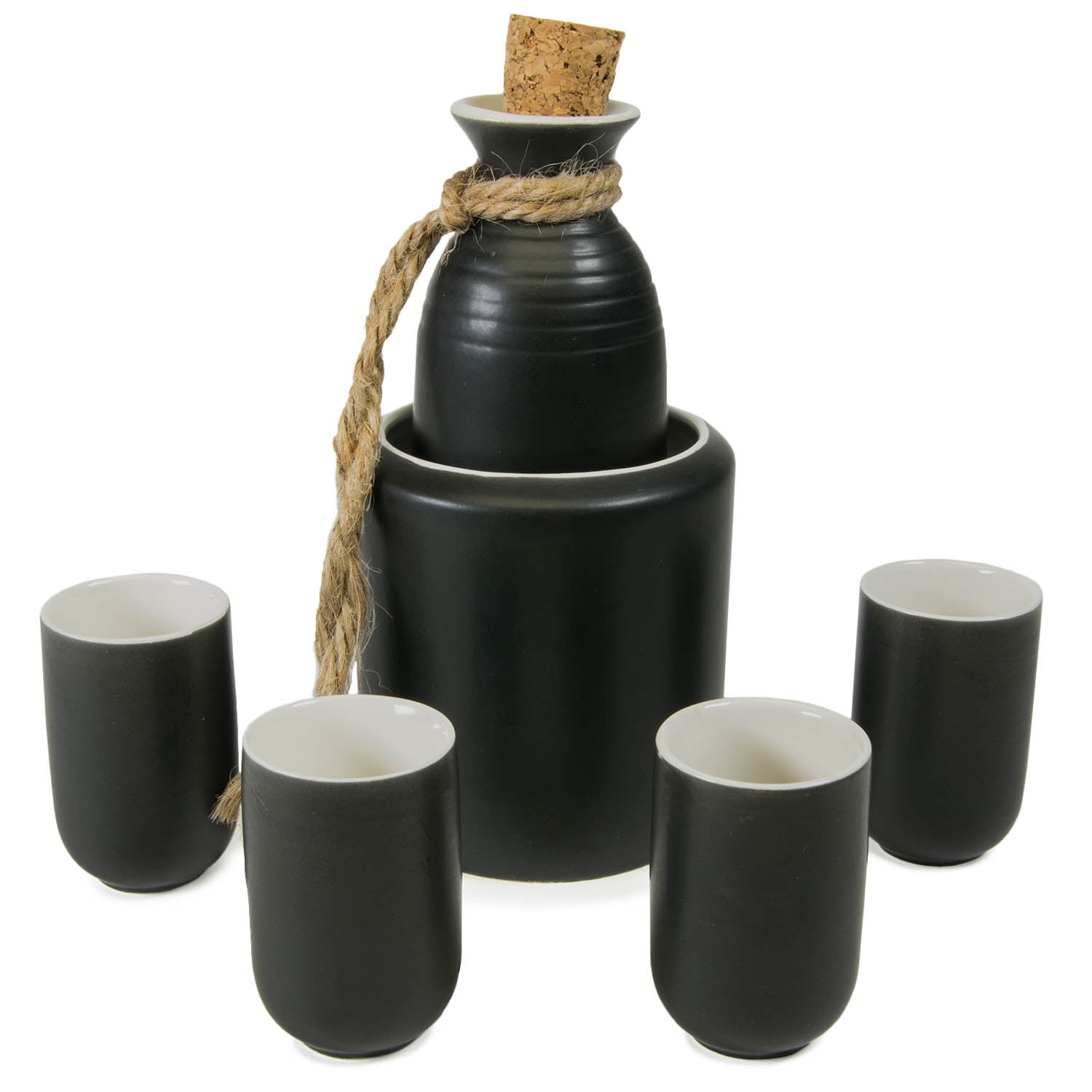 DOITOOL 4pcs/ Set Japanese Style Sake Set Glasses Sake Carafe with 3 Sake Cups for Warmer or Cold Japanese Sake Gift Sets 