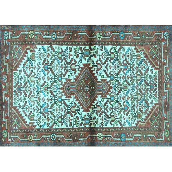 Ahgly Company Indoor Rectangle Persian Light Blue Traditional Area Rugs, 4' x 6'