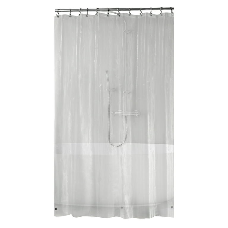 Quick Dry Mesh Pockets Peva Shower Curtain, Bath/shower Organizer，clear+frosted  Shower Curtains