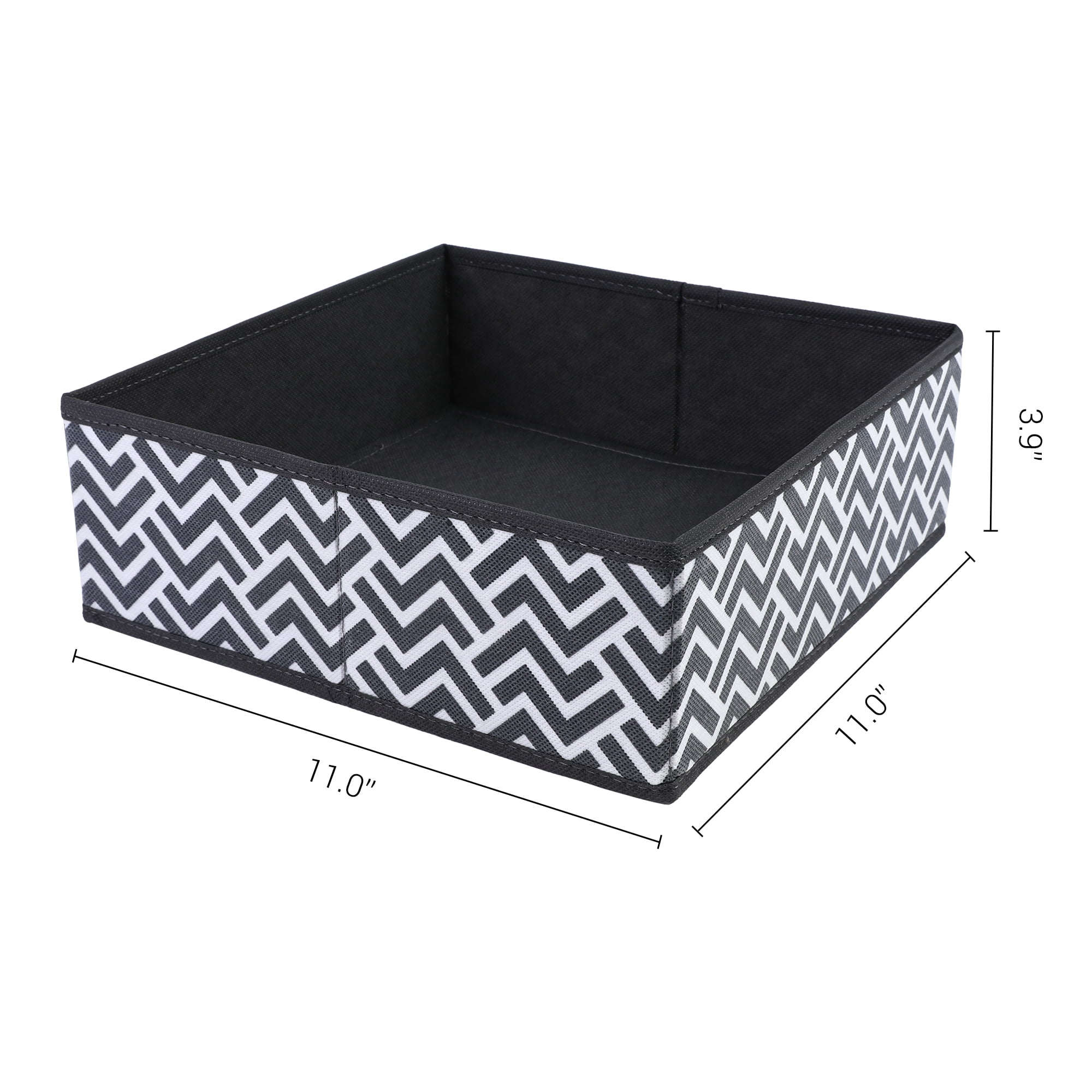 Unique Bargains Storage Bins for Closet Organizers Wavy Pattern Black 11"x11"x3.9"