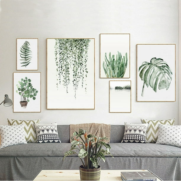 SunSunrise Nordic Style Greenery Leaf Canvas Painting Wall Living Room