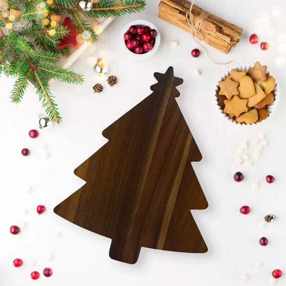 Holiday Tree Acacia Wood Board, 16" x 12.75"
