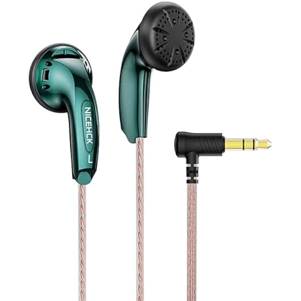 wonima11 YD30 Wired Earbuds in-Ear Headphones, 5 Year Warranty, 15.4mm PEEK+PU Composite Earphones No Mic, Noise Isolation Corded for 3.5mm Jack Ear Buds for iPhone, Computer, Laptop (Green No Mic)