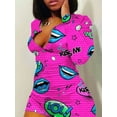 thumbnail image 1 of Combinaison à Col en V pour Femmes, Imprimé, Manches Longues, Pyjama, 1 of 2