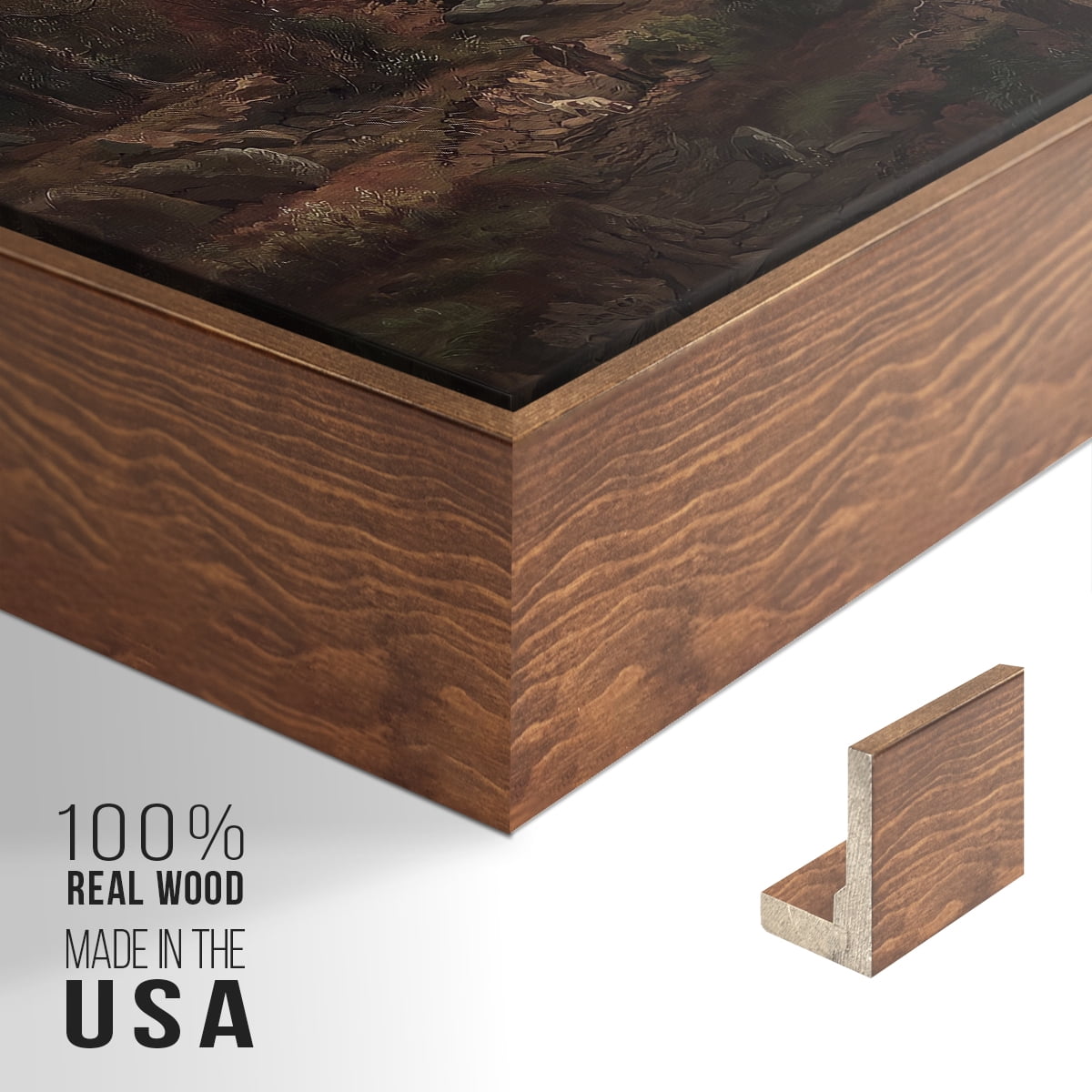 Vintage Landscape-CCCXXX By Wexford Home Framed in Walnut Wood Gallery Wrapped Canvas 25 in. x 37 in.