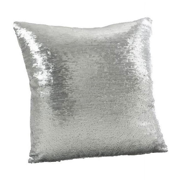 Saro 618.W18S Coussin Réversible à Paillettes Sirène en Poly - Blanc - 18 Po x 18 Po