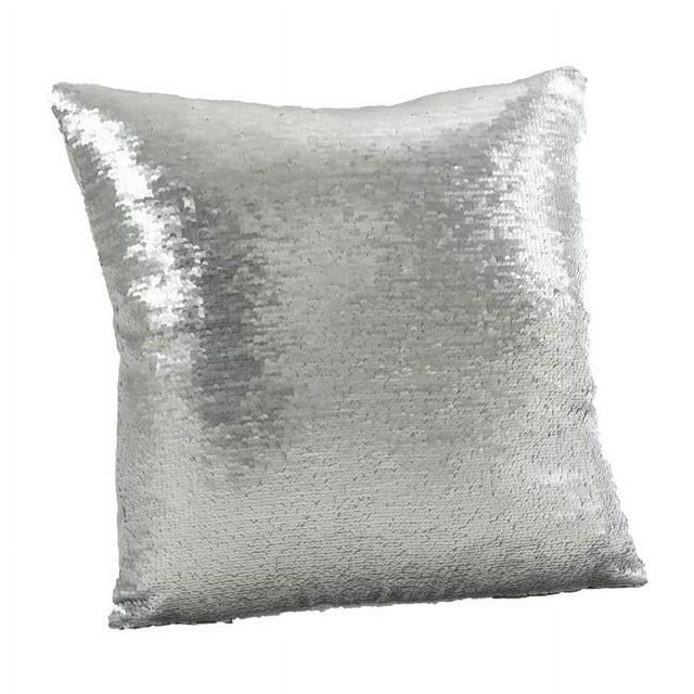 Saro 618.W18S Coussin Réversible à Paillettes Sirène en Poly - Blanc - 18 Po x 18 Po
