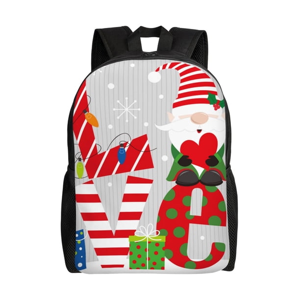 Easygdp Christmas Gnome With Love Mochila Versátil y Elegante: Comodidad, Almacenaje y Durabilidad para la Universidad, Trabajo, Viajes y Uso Diario