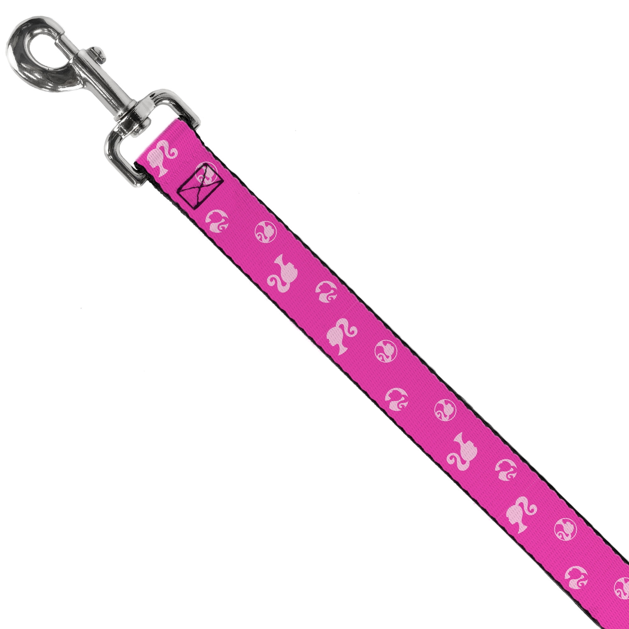 Mattel Pet Leash, Dog Leash, Barbie Ponytail Silhouette Icon Scattered Pinks, 6 Feet Long 1.0 Inch Wide
