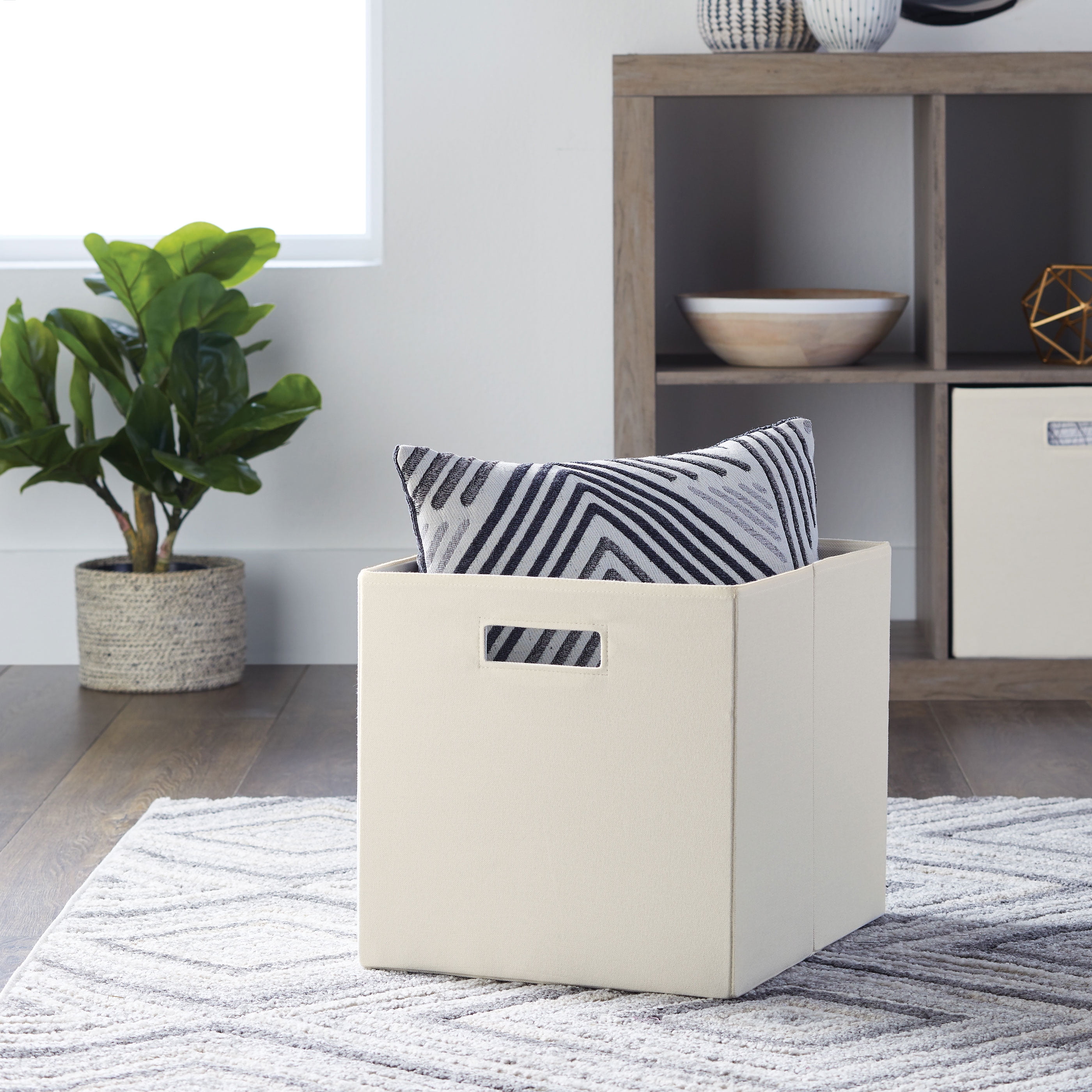 Better Homes & Gardens Collapsible Fabric Cube Storage Bin, Ivory